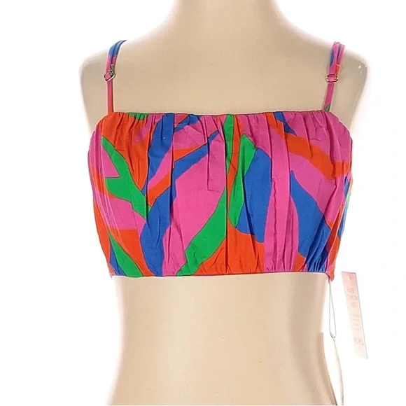 Show Me Your Mumu Cartagena Colorful Pink Orange Blue Green Smocked Crop XS - Picture 3 of 7
